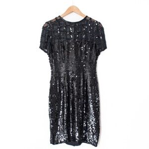 A.J. Bari Petites | Vintage 80's Black Sequin Short Sleeve Short Dress | Size 6